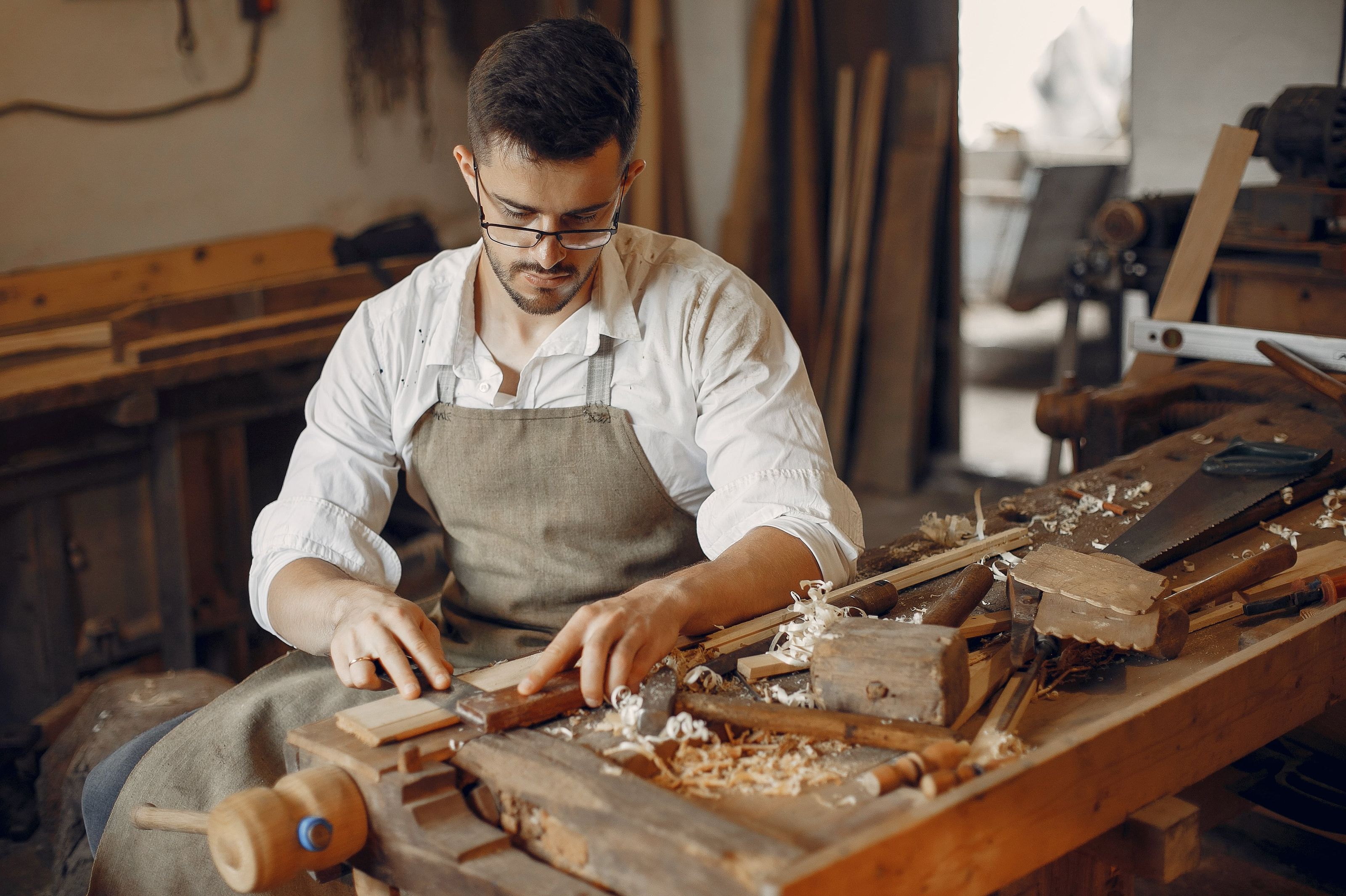 Carpenter Working with Wood